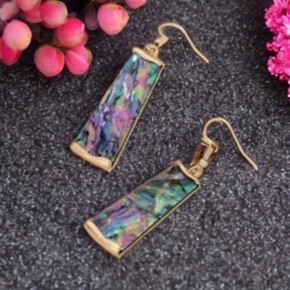 ANTHROPOLOGIE GOLD PLATED ABALONE SHELL EARRINGS
